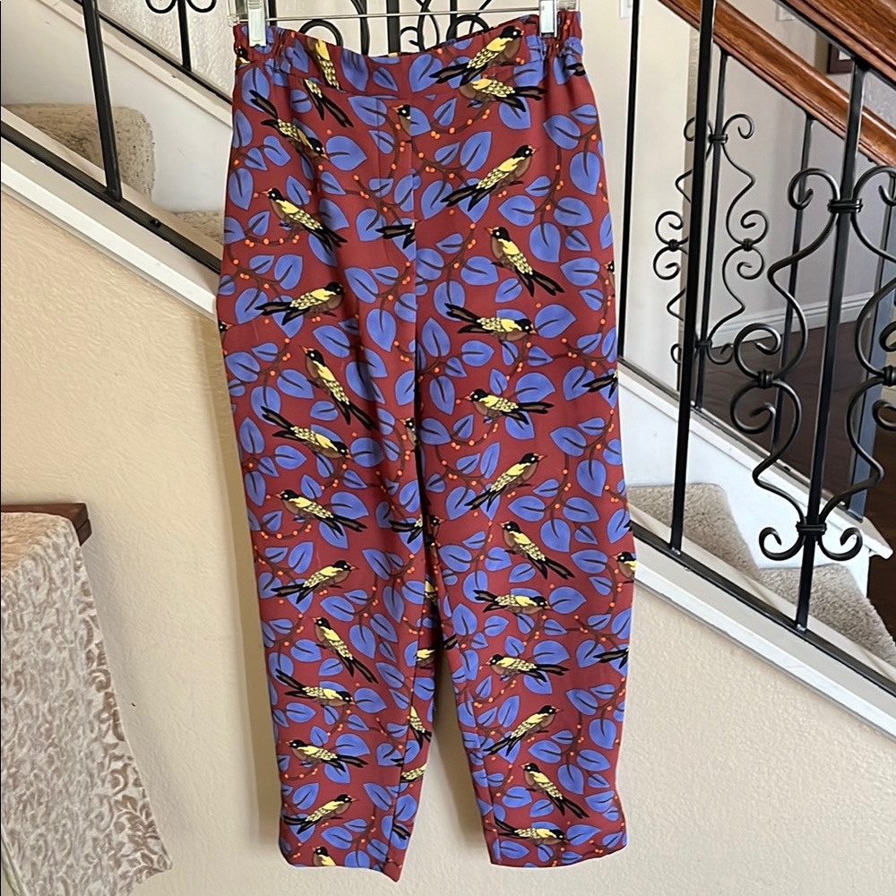 Anthropologie Multicolor bird Patterned Pants